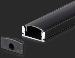 V-TAC VT-8113 Szerelőkészlet diffúzorral LED szalaghoz 2000X17, 4X7 mm, fekete (2873)