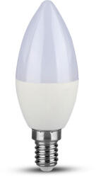 V-TAC LED izzó gyertya alakú E14, 4, 5w, 6500K, hideg fehér, 470lm, 180°, fehér, CRI>80, V-TAC, 2142411 (2142411)