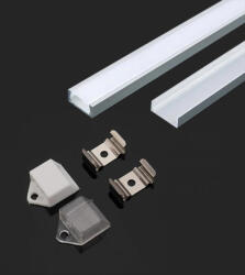 V-TAC Alumínium LED szalag profil, ezüst/fehér fedő, 2000mm, V-TAC, 3370 (3370)
