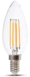 V-TAC VT-2304D 4 W gyertya izzószálas izzó, átlátszó burás, 3000 K, E14, szabályozható (2870)