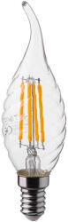 V-TAC LED izzó átlátszó filament gyertya alakú E14, 4w, 4000K, természetes fehér, 400lm, 300°, CRI>80, V-TAC, 214431 (214431)
