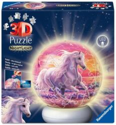 Ravensburger 3D пъзел Ravensburger от 72 части - Коне на плажа (със светлина) (12008054)