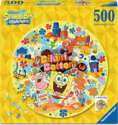 Ravensburger Кръгъл пъзел Ravensburger от 500 части - Спонджбоб Квадратни Гащи (12001657)