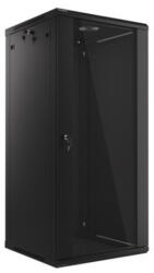 Lanberg WF01-6627-10B 19 27U SZÉL: 600mm MÉLY: 600mm MAG: 1307mm lapraszerelt üvegajtós fekete fali rack szekrény (WF01-6627-10B)