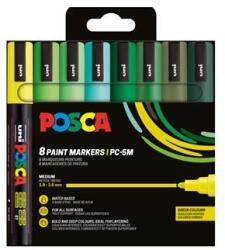 uni Dekormarker készlet, 1, 8-2, 5 mm, UNI "Posca PC-5M", 8 különböző zöld szín (TUPC5M8Z) - primatinta