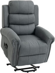 HOMCOM masszázsfotel állórásegítéssel, dönthető ülőfelülettel, dönthető funkcióval, vászon, szürke (700-095V92GY)