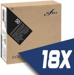INFIBRA szalvéta 33x33cm kapucsínó 2 rétegű 50 lap/csomag (18 csomag) (I0836-KARTON)