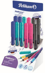 Pelikan Stilou pelikano junior, penita a, grip ergonomic, pentru dreptaci, 1 patron mare albastru inclus, culori asortate roz/turcoaz/an (606899)