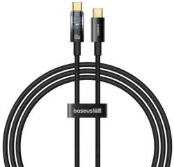 Baseus EXPLORER adatkábel (Type-C - Type-C, 100W, gyorstöltő, cipőfűző, 200cm), fekete