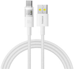 Baseus DISPLAY II adatkábel (USB - Type-C, 100W, gyorstöltő, cipőfűző, LED kijelző, 100cm), fehér