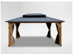  Fa és acél kerti pergola - 300 x 365 x 278, 3 cm (ALF6938)