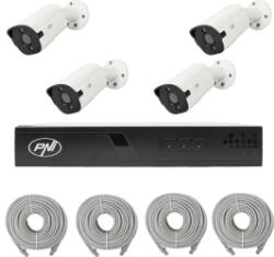 PNI Pachet supraveghere video NVR POE PNI House IP710J 4 camere PNI IP818J 8MP si 4 cabluri UTP CAT6 20 metri incluse (pni-ip710-4i8)