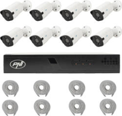PNI Pachet supraveghere video NVR POE PNI House IP716J 8 camere PNI IP818J 8MP si 8 cabluri UTP CAT6 20 metri incluse (pni-ip716-8i8)