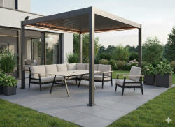  Kerti pergola alumínium szürke LED 3 x 3 x 2, 5 M (GOL0555)