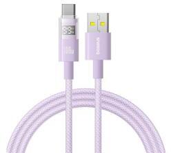Baseus DISPLAY II adatkábel (USB - Type-C, 100W, gyorstöltő, cipőfűző, LED kijelző, 100cm) LILA (181028)