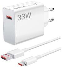 Xiaomi MDY-12-EA hálózati töltő USB aljzat (33W, PD gyorstöltő + Type-C kábel) FEHÉR (166176)