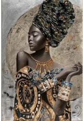 MagicArt Goblen diamant MagicArt - Africancă cu bijuterii aurii, 40 x 50 cm, cu mărgele rotunde (GJ6086)