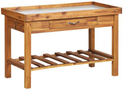 vidaXL Tömör Akácfa Kerti Munkapad Cink Asztallappal