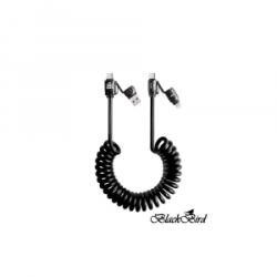 BlackBird Extreme 4in1 USB-A/USB-C/Lightning kábel 50-200cm fekete (BH1683) (BH1683)