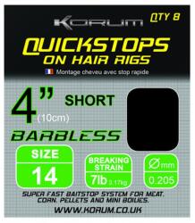Korum Quickstop Hair Rig Barbless 10cm/0.26mm hook size 10 (KHRQS/10)
