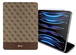 CG Mobile Guess stripe allover tabletvédő álló, eco bőr hatású, flip, oldalra nyíló, trifold, asztali tartó, barna, kompatibilis: Apple IPAD Pro 12.9, 2017, / IPAD Pro 12.9, 2022, / IPAD Pro 12.9, 2021 (GUFCP12