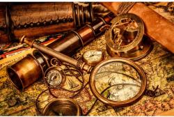 Blueback MAT Falikép Térkép, nagyító, óra, távcső, iránytű, vintage2, 200 x 150 cm (BBIMG6757)