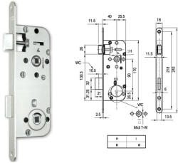  Zár WC Bevésőzár 7CM 40/90 Z. N. MIDI 7-W 1510203 (1510203)