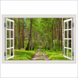 Media Öntapadó és mosható falfestmény Ablak út, erdő, nyár, 300 x 200 cm (FOTOTAP15828)
