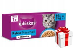 Whiskas Whiskas Adult 80x85g Nedves macskaeledel Halas finomságok zselében + Ingyenes Meglepetés Macskának