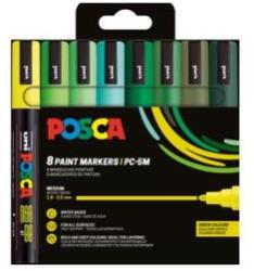 uni Dekormarker készlet, 1, 8-2, 5 mm, UNI "Posca PC-5M", 8 különböző zöld szín (302422441) - patronbolt