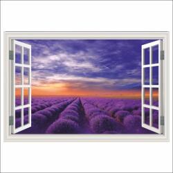 Media Öntapadó és mosható falfestmény Window Sunset, levendula, nyár, 300 x 200 cm (FOTOTAP15809)