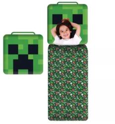 Halantex Sacul de dormit Minecraft Creeper cu pernă - 60 x 130 cm (MNC 4073SB) Lenjerie de pat