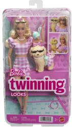 Barbie Papusa Barbie - Twinning Looks, Barbie blonda si catel cu accesorii (960-2563) Papusa