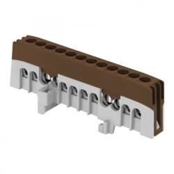 Orno 12 tűs szigetelt DIN sínre szerelhető elosztósín, barna