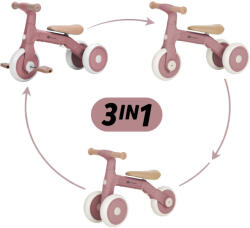 Petite&Mars Bingo 3 az 1-ben Multifunkciós Gyerek Tricikli Dusty Rose - Tolókarral Irányítható, Átalakítható Kialakítás, Kényelmes és Biztonságos