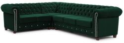 Ropez Zöld bársony kinyitható sarokkanapé (bal oldali-L alakú) York Blik - Ropez