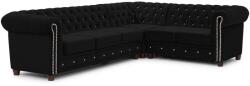 Ropez Fekete bársony kinyitható sarokkanapé (jobb oldali-L alakú) York Blik - Ropez