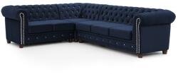 Ropez Kék bársony kinyitható sarokkanapé (bal oldali-L alakú) York Blik - Ropez