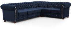 Ropez Kék bársony kinyitható sarokkanapé (jobb oldali-L alakú) York Blik - Ropez