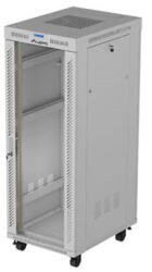 Lanberg 19" szabadon álló rack szekrény 32U/600X800 üvegajtó, lapraszerelt, LCD kijelző, szürke V2 (FF01-6832-12SL) - mzona