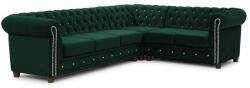 Ropez Zöld bársony kinyitható sarokkanapé (jobb oldali-L alakú) York Blik - Ropez