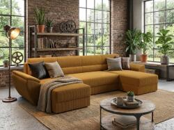  Kihúzható U alakú ülőgarnitúra TAVERO 321x140 cm, mustársárga Poso 001