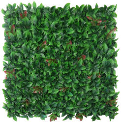  Nortene műnövény falpanel modul vörös babérlevelekkel -Red Lauro 100x100 cm, modul zöldfal