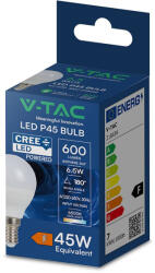 V-TAC CREE SMD 6.5W E14 hideg fehér P45 LED égő - SKU 218656 (218656)