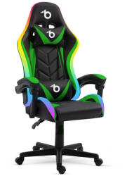  RGB LED-es gamer szék - karfával, párnával - fekete / zöld (GLBMD1115GR)
