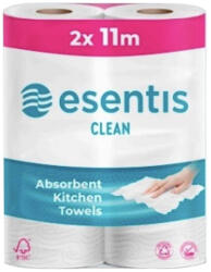  Papírtörlő konyhai 2 rétegű átmérő: 10, 2 cm 50 lap/11 méter/tekercs 2 tekercs/csomag Esentis Clean_CPBC027 fehér (CPBC027) - tintasziget