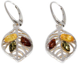 Ékszershop Borostyán köves áttört lógós ezüst fülbevaló (2180357)