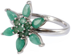 Ékszershop Smaragd köves virágos ezüst gyűrű (2175207)