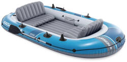 Intex Felfújható csónak szett, Intex Excursion 4, 315 x 165 x 43 cm, kék, négyszemélyes, megerősített PVC, felfújható ülésekkel, pumpával és evezőkkel (66324) (66324)