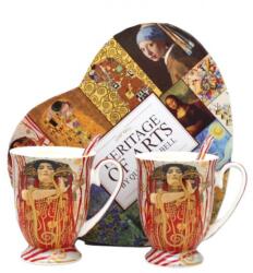 Queen Isabell Klimt porcelán bögre kanállal szett - 300 ml - Vízikígyó - szív díszdobozos (IMO-PP-W25VG910-24226)